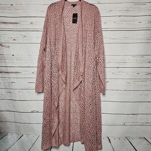 Torrid Long Drape Front Crochet Sweater